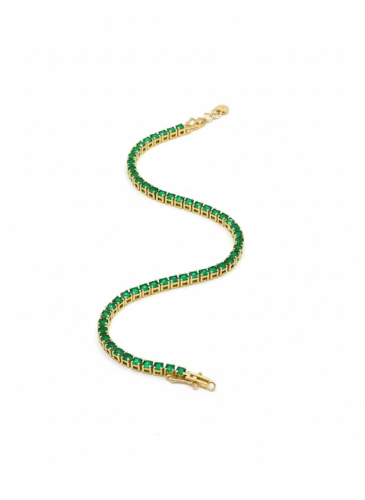 Emerald Gold Tennis Bracelet