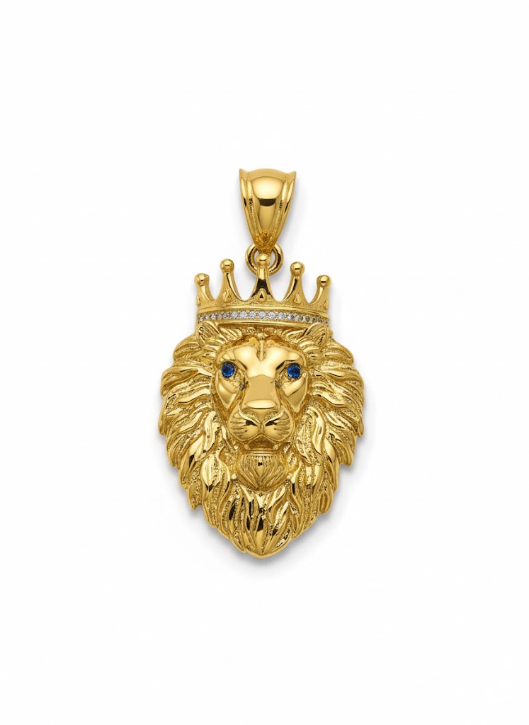 Majestic Lion King Pendant with Sapphires