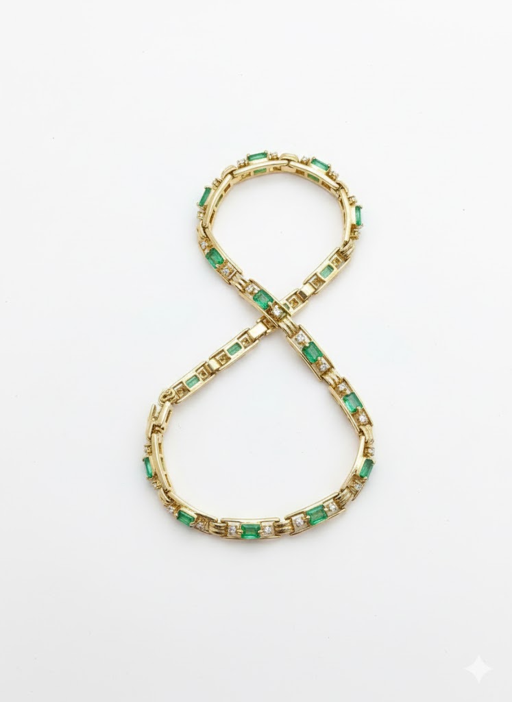Royal Emerald & Gold Tennis Bracelet