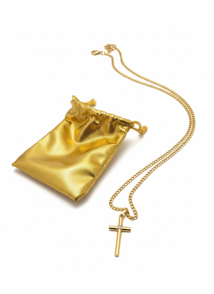 Classic Golden Cross Pendant & Chain