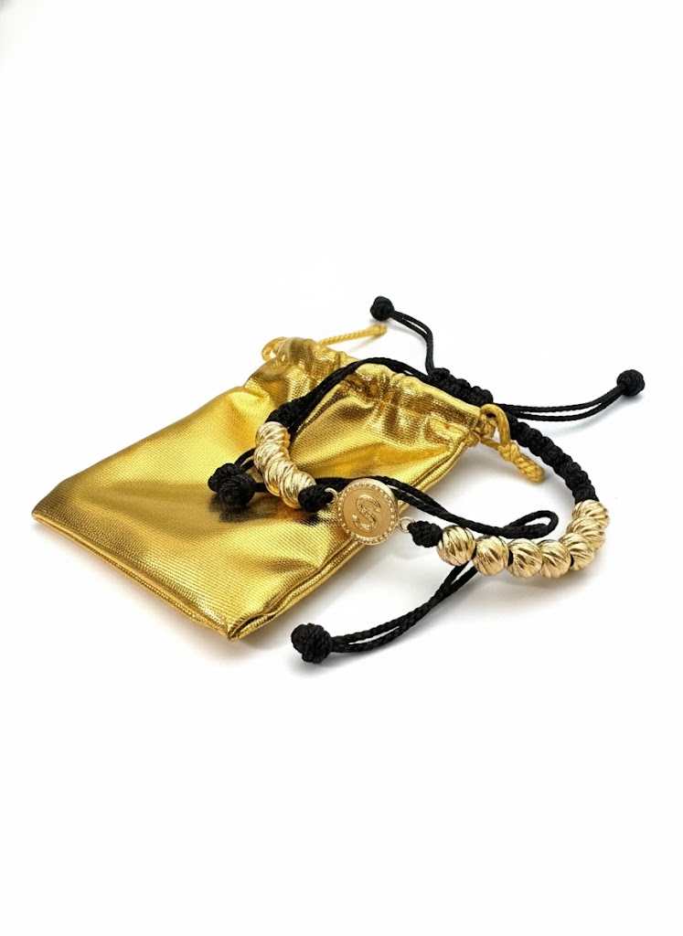 Golden Initial S Midnight Braided Bracelet