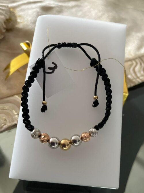 Black bracelet woven with beads - Image 2